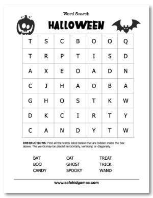 Halloween Word Search Easy