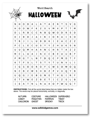Halloween Word Search Hard