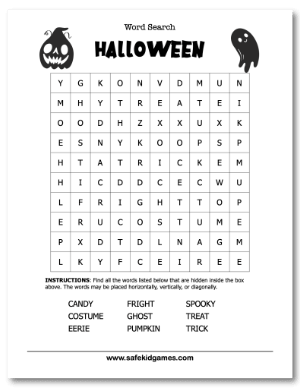 Halloween Word Search Medium