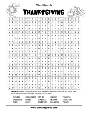 Thanksgiving Word Search Expert