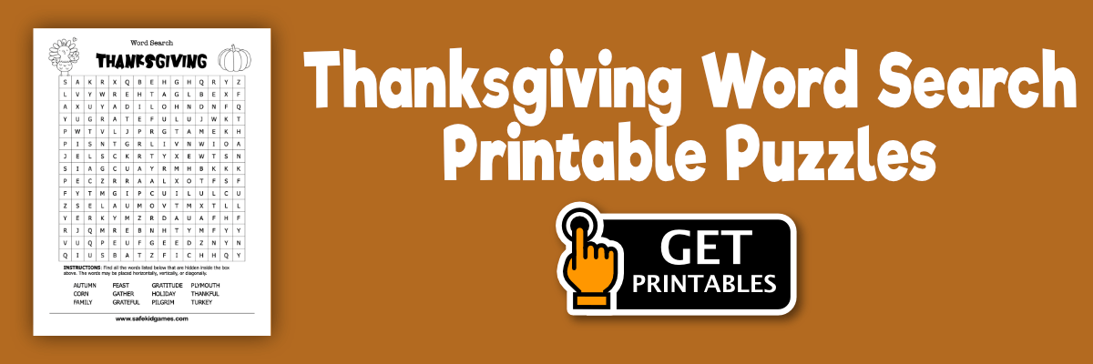 Thanksgiving Word Search Printable Puzzles